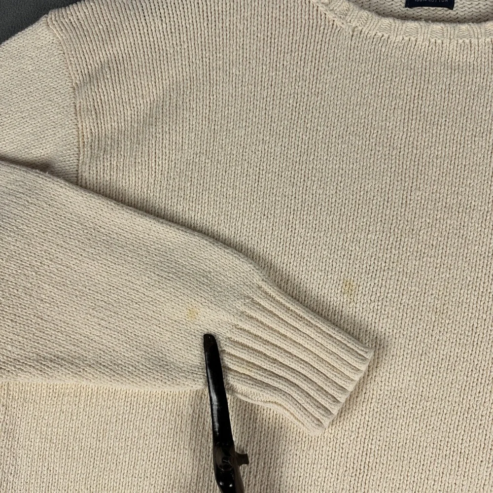 Polo Ralph Lauren Sweater 2XL Ivory Beige Pony Rib Knit Heavyweight Old Money
